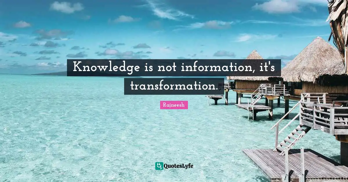 Knowledge is not information, it's transformation.
