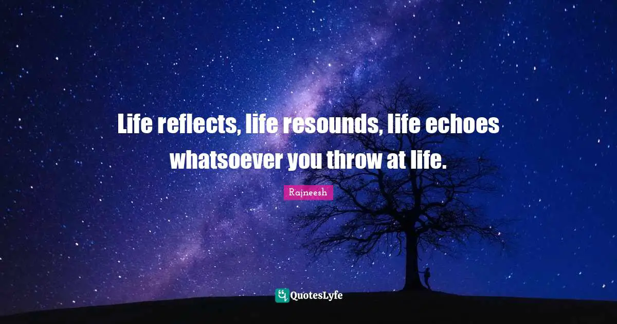Life reflects, life resounds, life echoes whatsoever you throw at life.