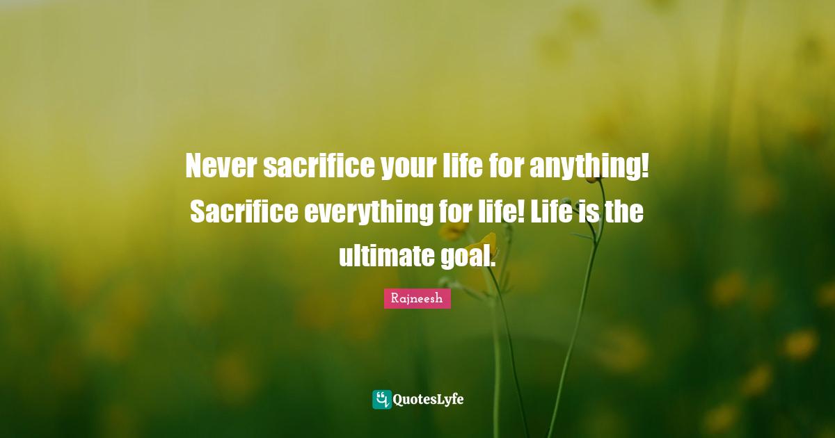 Ultimate Goal Quotes: "Never sacrifice your life for anything! Sacrifice everything for life! Life is the ultimate goal."