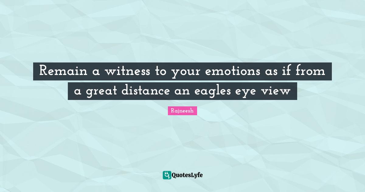 Remain a witness to your emotions as if from a great distance an eagles eye view