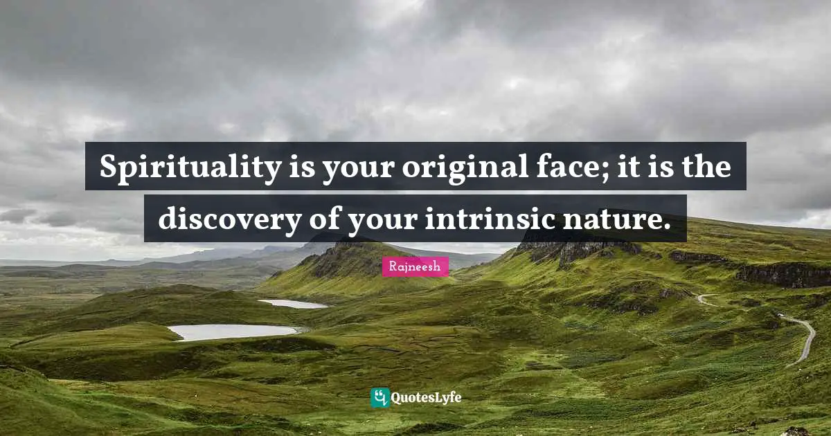 Spirituality is your original face; it is the discovery of your intrinsic nature.