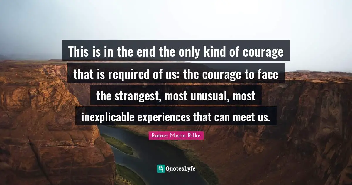 Unusual Quotes: "This is in the end the only kind of courage that is required of us: the courage to face the strangest, most unusual, most inexplicable experiences that can meet us."