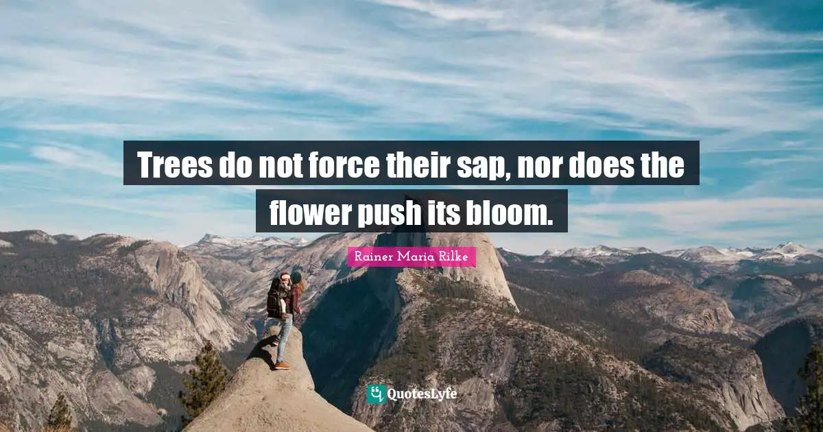 Trees do not force their sap, nor does the flower push its bloom.
