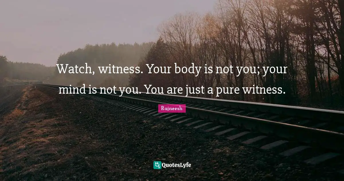 Watch, witness. Your body is not you; your mind is not you. You are just a pure witness.