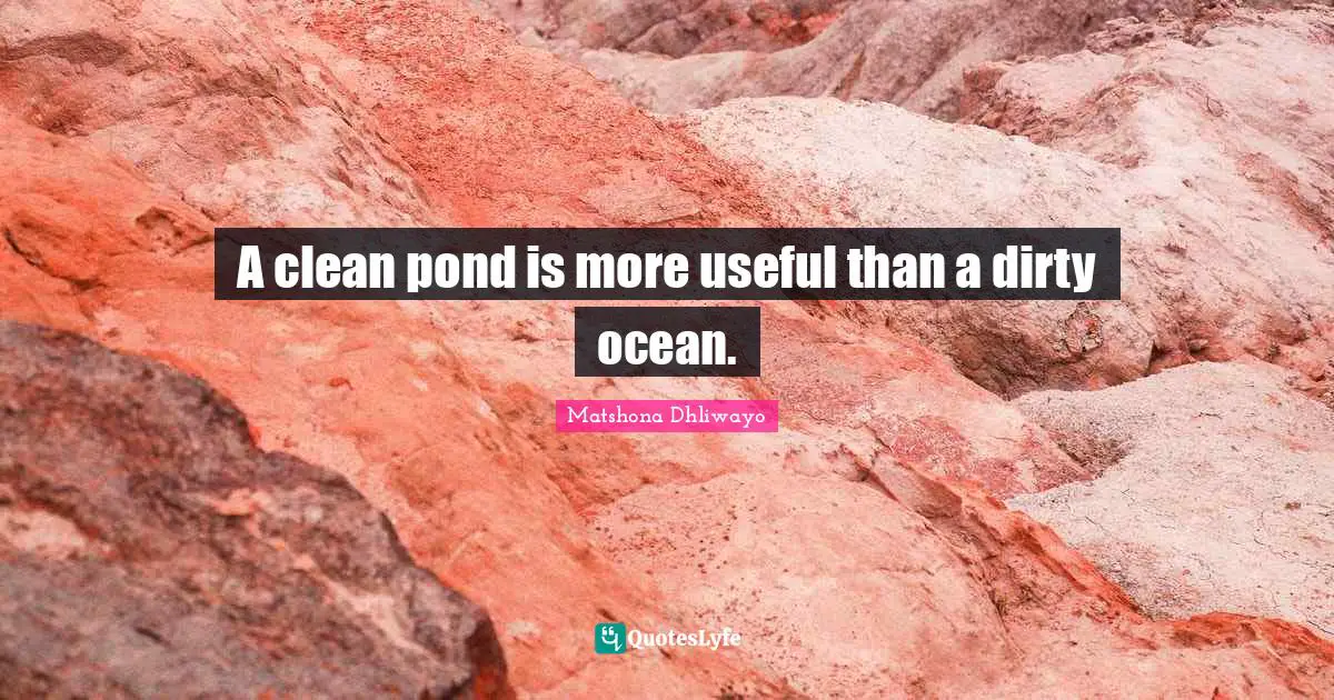A clean pond is more useful than a dirty ocean.