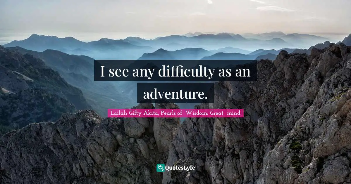 Determined Person Quotes: "I see any difficulty as an adventure."