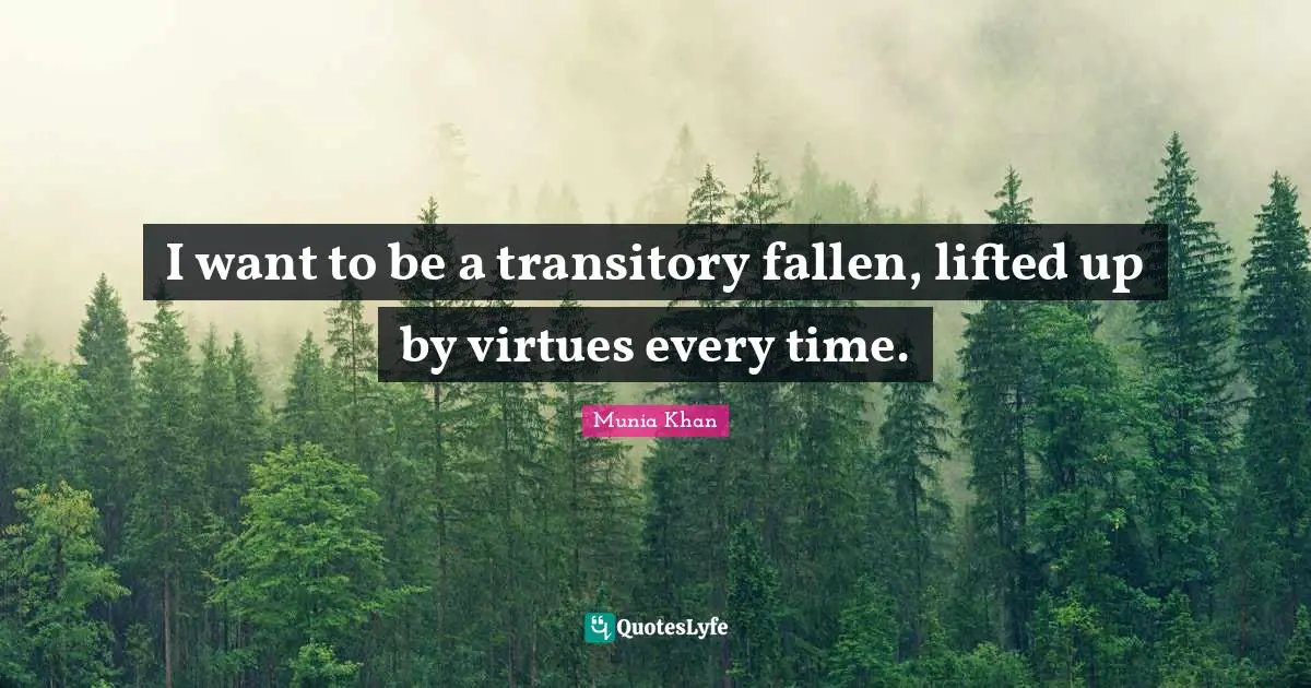 I want to be a transitory fallen, lifted up by virtues every time.