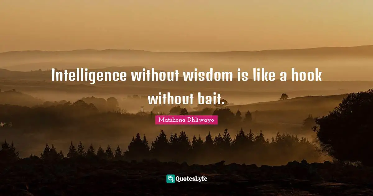 Intelligence without wisdom is like a hook without bait.
