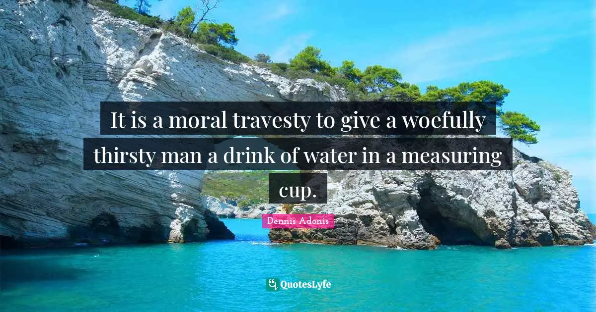Share Wisdom Quotes: "It is a moral travesty to give a woefully thirsty man a drink of water in a measuring cup."