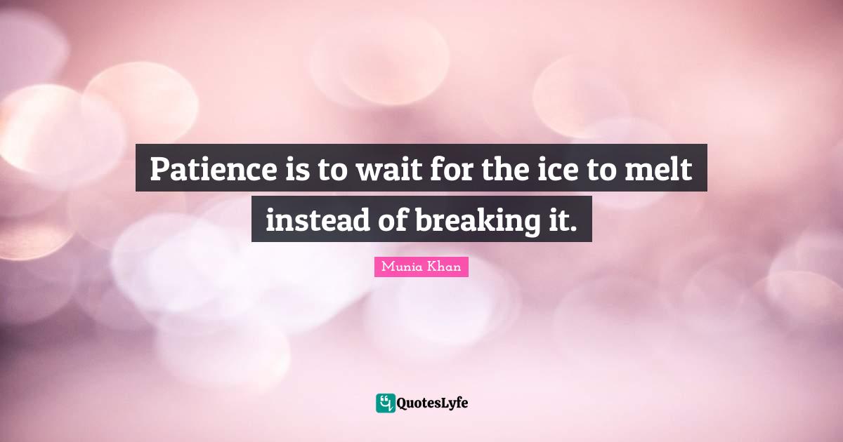 Patience is to wait for the ice to melt instead of breaking it.