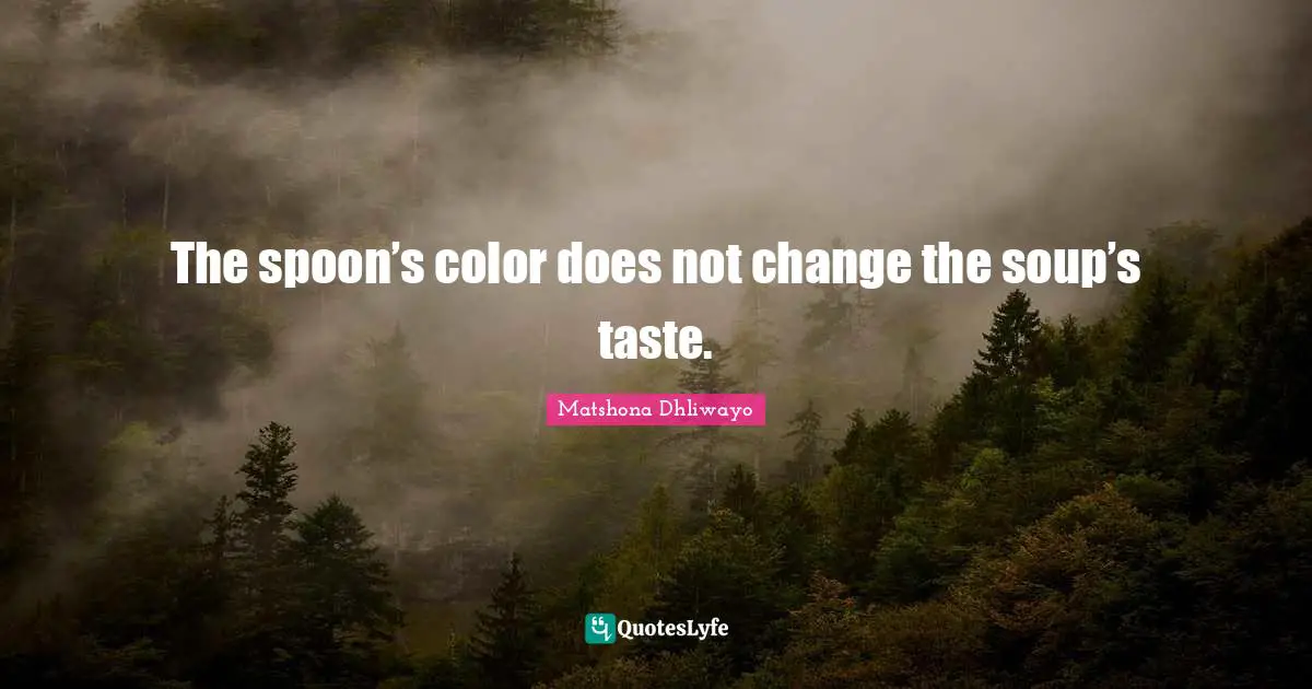 Sage Wisdom Quotes: "The spoon’s color does not change the soup’s taste."