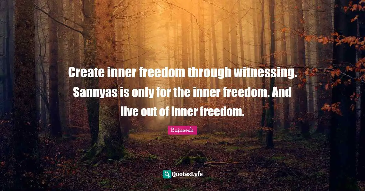 Create inner freedom through witnessing. Sannyas is only for the inner freedom. And live out of inner freedom.
