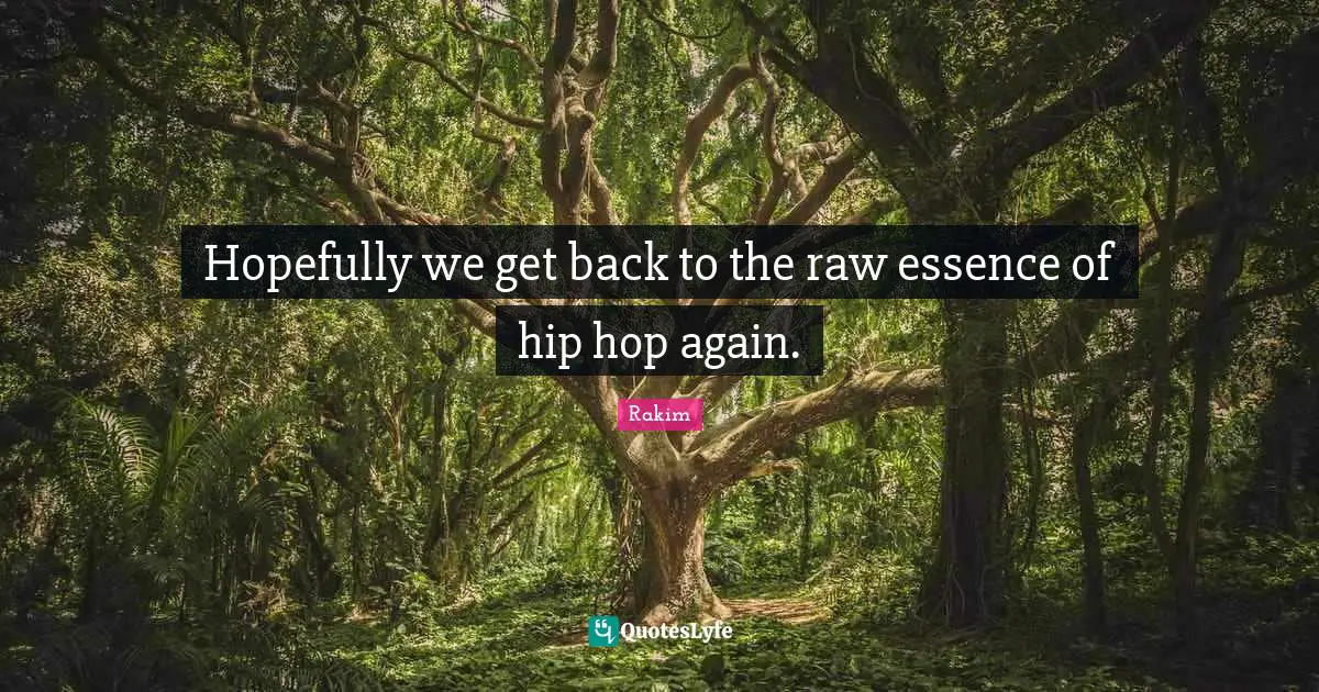 Rakim Quotes: "Hopefully we get back to the raw essence of hip hop again."