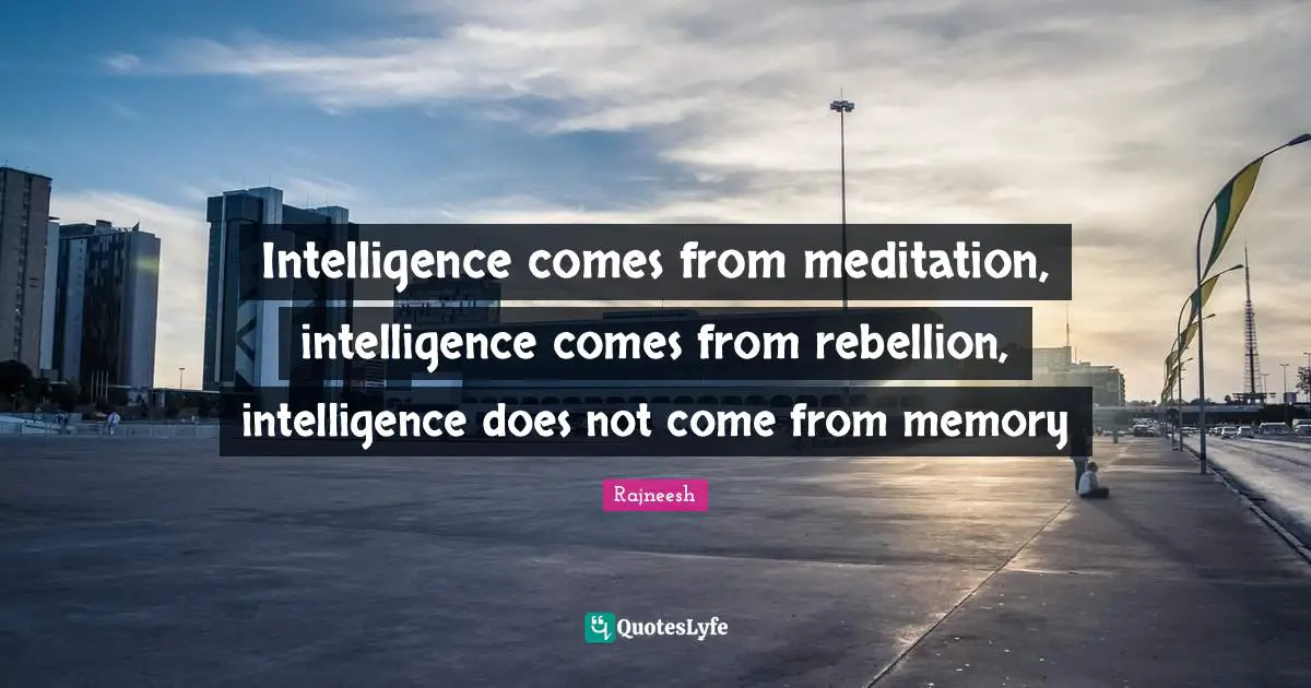Intelligence comes from meditation, intelligence comes from rebellion, intelligence does not come from memory