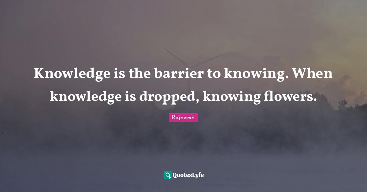Knowledge is the barrier to knowing. When knowledge is dropped, knowing flowers.