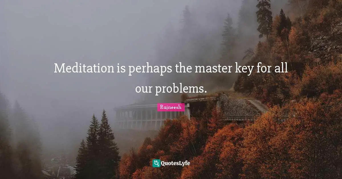 Meditation is perhaps the master key for all our problems.