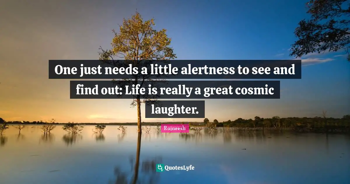 One just needs a little alertness to see and find out: Life is really a great cosmic laughter.