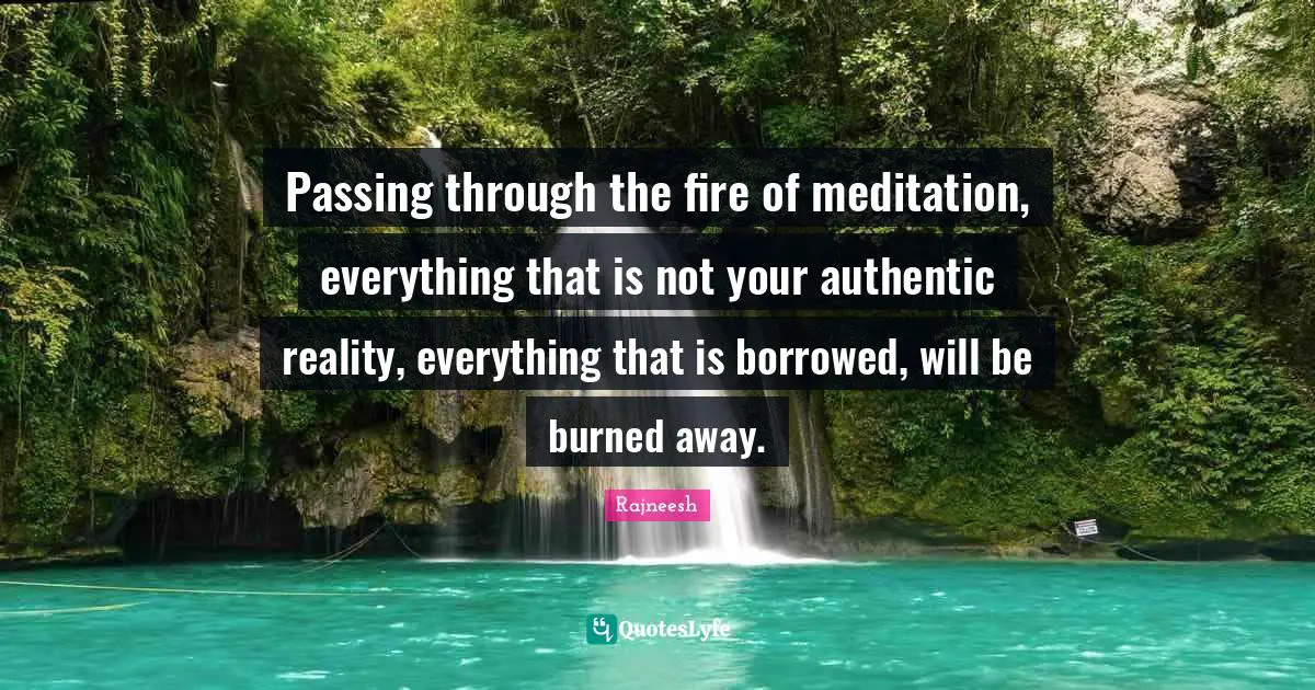 Passing through the fire of meditation, everything that is not your authentic reality, everything that is borrowed, will be burned away.