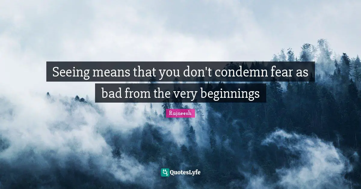 Seeing means that you don't condemn fear as bad from the very beginnings