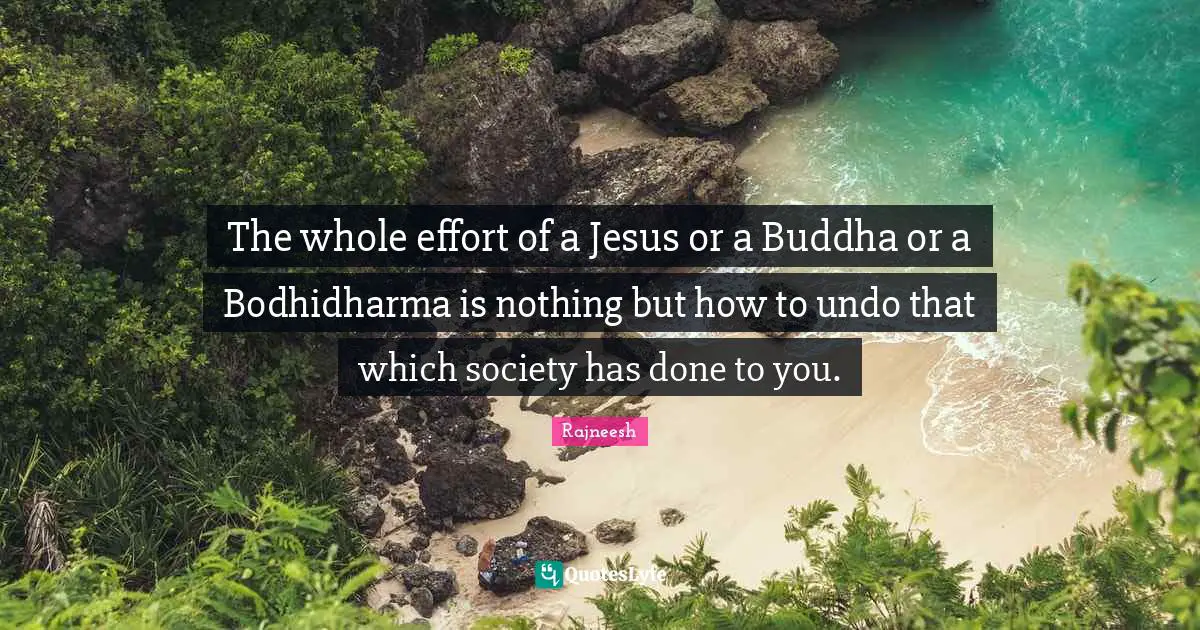 The whole effort of a Jesus or a Buddha or a Bodhidharma is nothing but how to undo that which society has done to you.