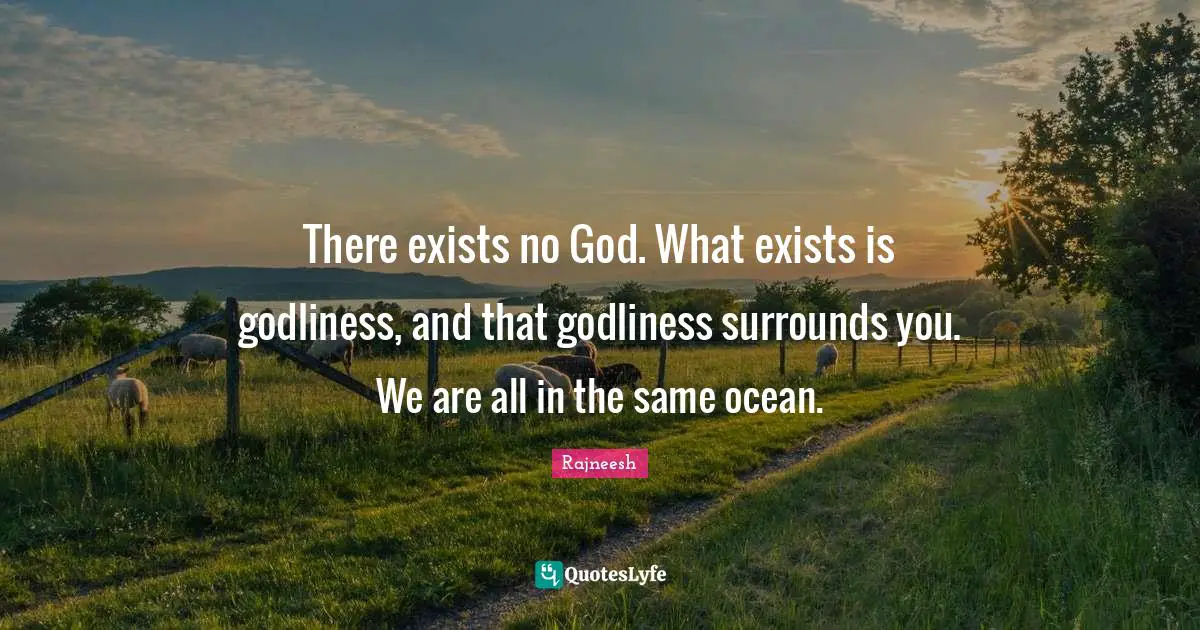 There exists no God. What exists is godliness, and that godliness surrounds you. We are all in the same ocean.