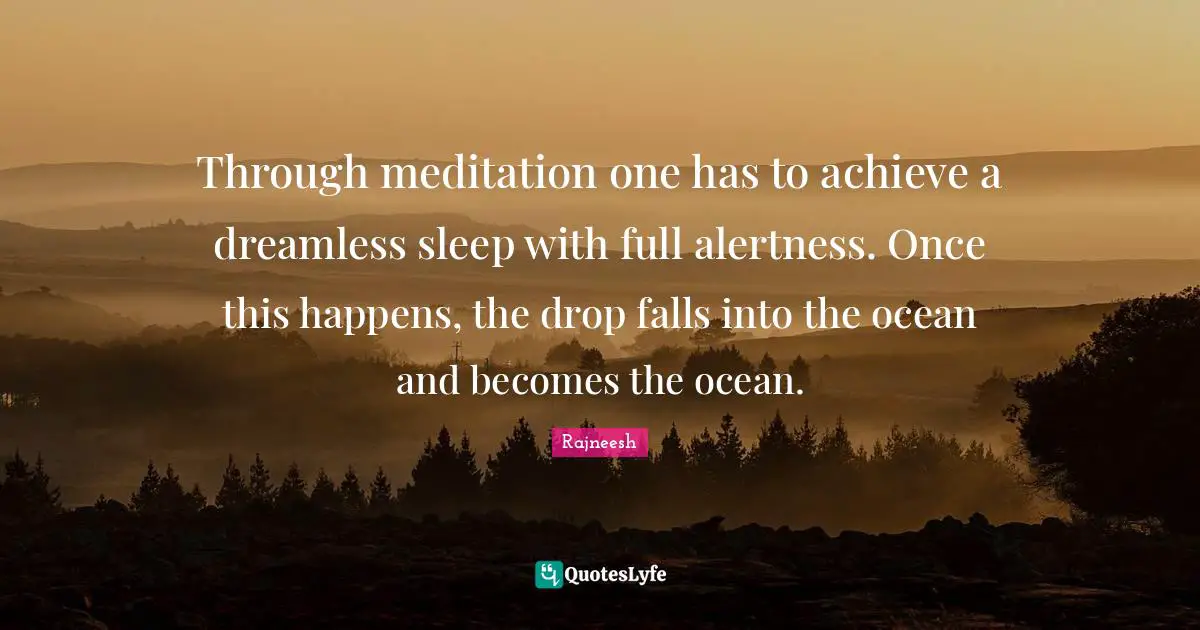 Through meditation one has to achieve a dreamless sleep with full alertness. Once this happens, the drop falls into the ocean and becomes the ocean.