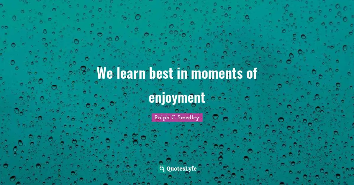 Enjoyment Quotes: "We learn best in moments of enjoyment"