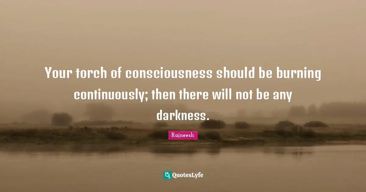 Your torch of consciousness should be burning continuously; then there will not be any darkness.