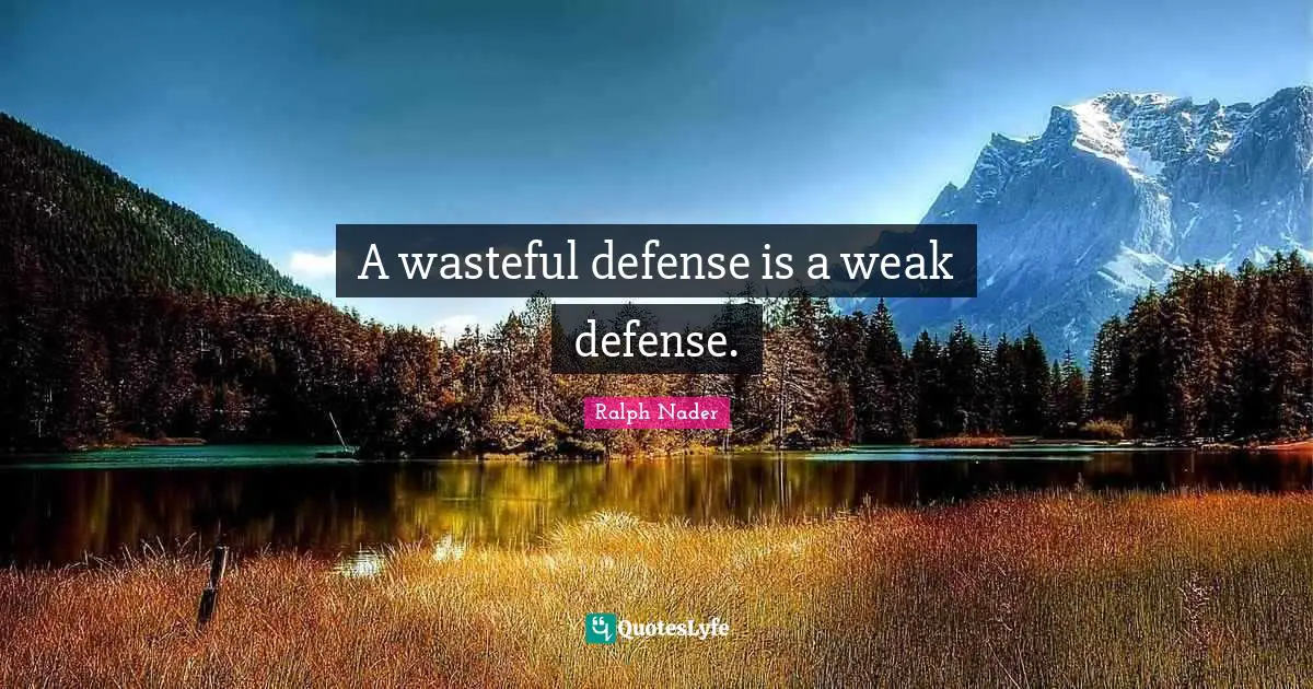 Ralph Nader Quotes: "A wasteful defense is a weak defense."