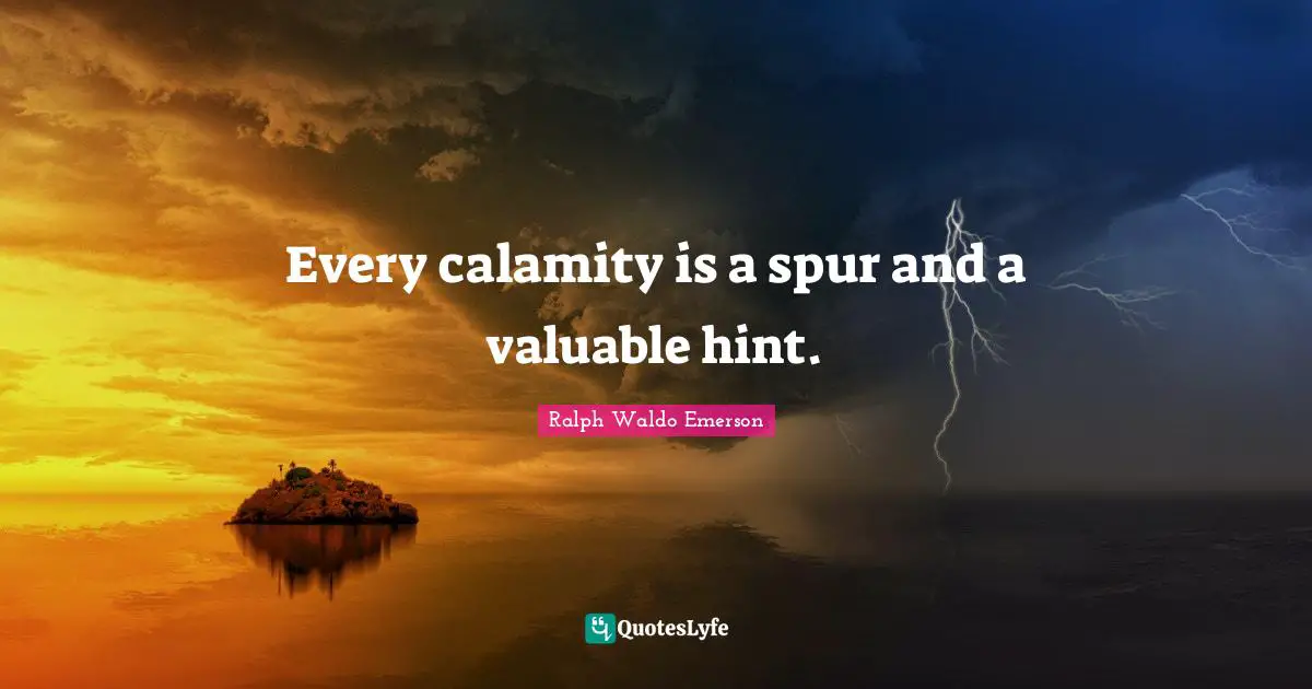 Every calamity is a spur and a valuable hint.
