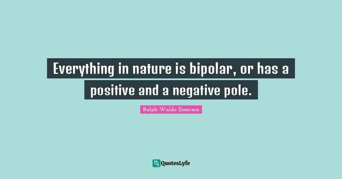 Everything in nature is bipolar, or has a positive and a negative pole.