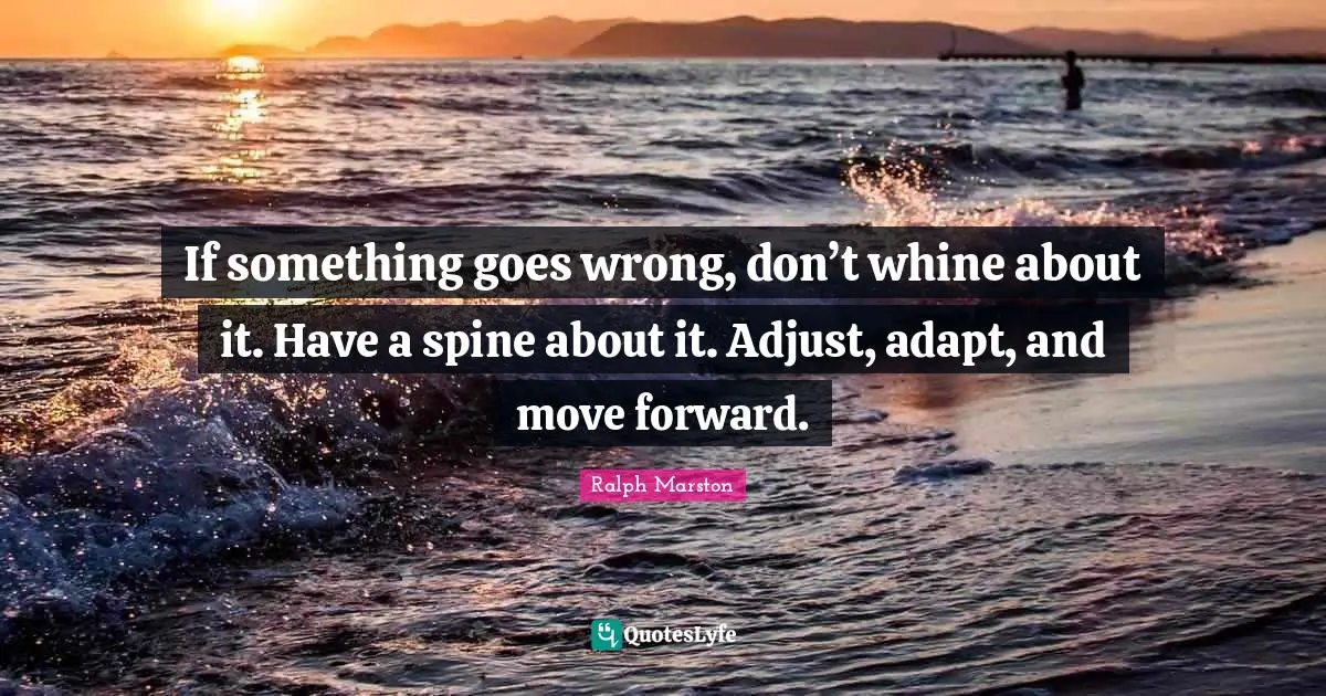 Moving Forward Quotes: "If something goes wrong, don’t whine about it. Have a spine about it. Adjust, adapt, and move forward."