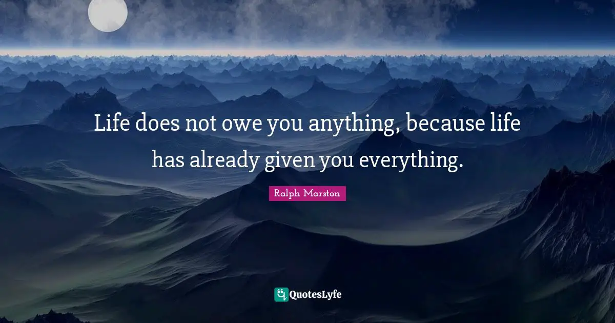 Positivity Quotes: "Life does not owe you anything, because life has already given you everything."