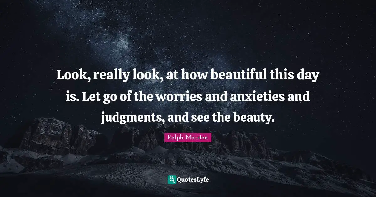 Look, really look, at how beautiful this day is. Let go of the worries and anxieties and judgments, and see the beauty.