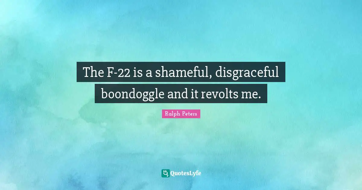 Disgraceful Quotes: "The F-22 is a shameful, disgraceful boondoggle and it revolts me."