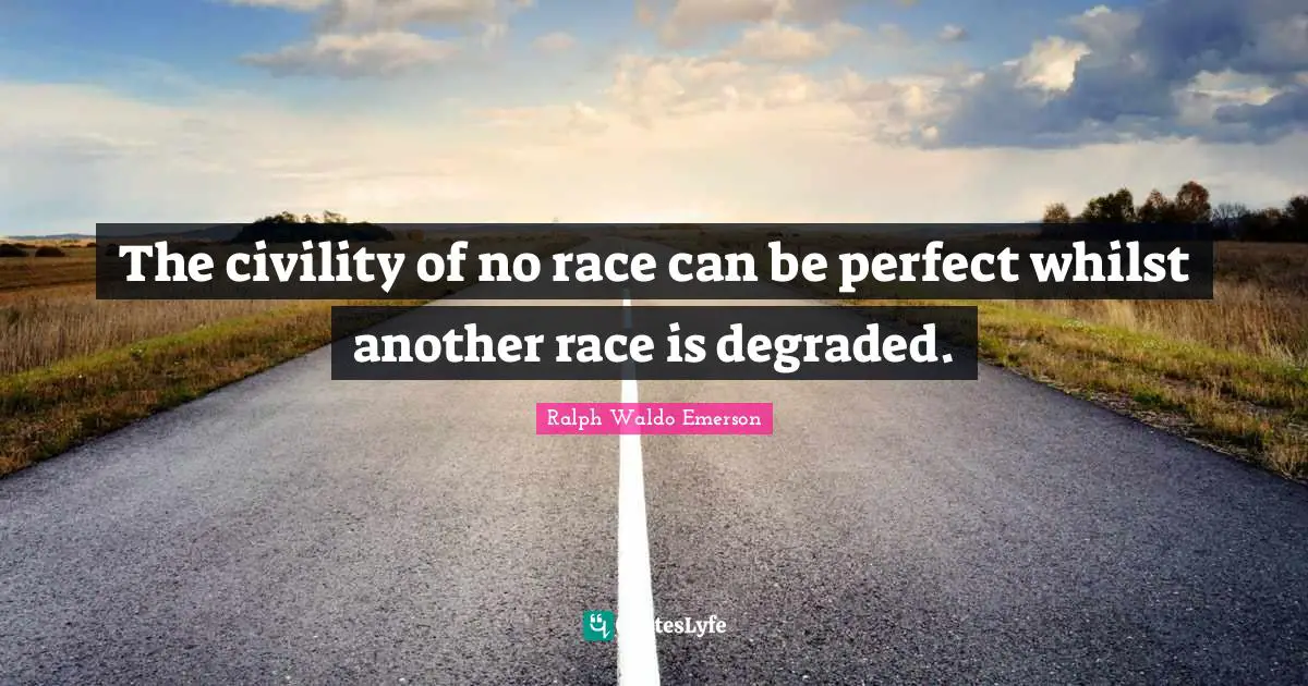 The civility of no race can be perfect whilst another race is degraded.