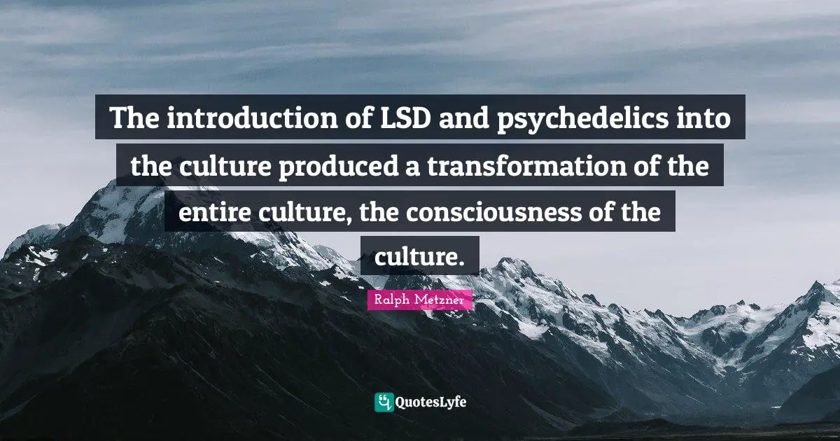The introduction of LSD and psychedelics into the culture produced a transformation of the entire culture, the consciousness of the culture.