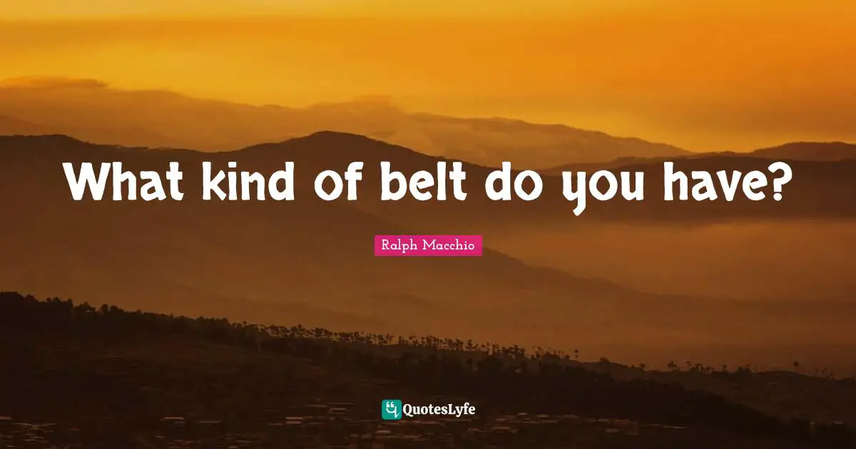 Belts Quotes: "What kind of belt do you have?"