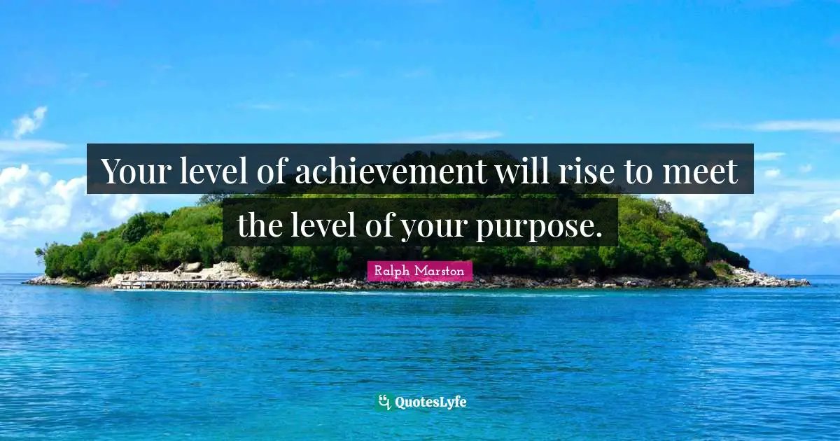 Your level of achievement will rise to meet the level of your purpose.