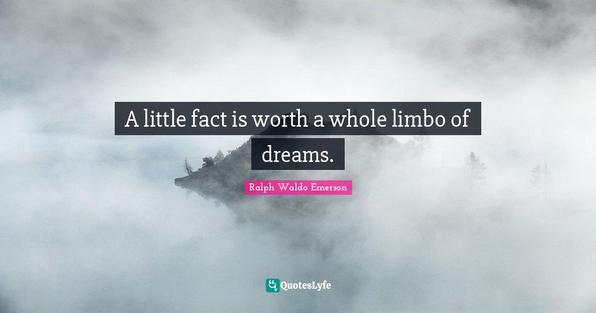 A little fact is worth a whole limbo of dreams.