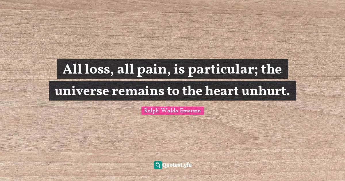 All loss, all pain, is particular; the universe remains to the heart unhurt.