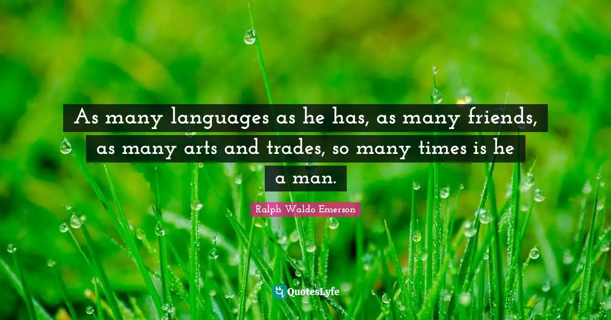 As many languages as he has, as many friends, as many arts and trades, so many times is he a man.