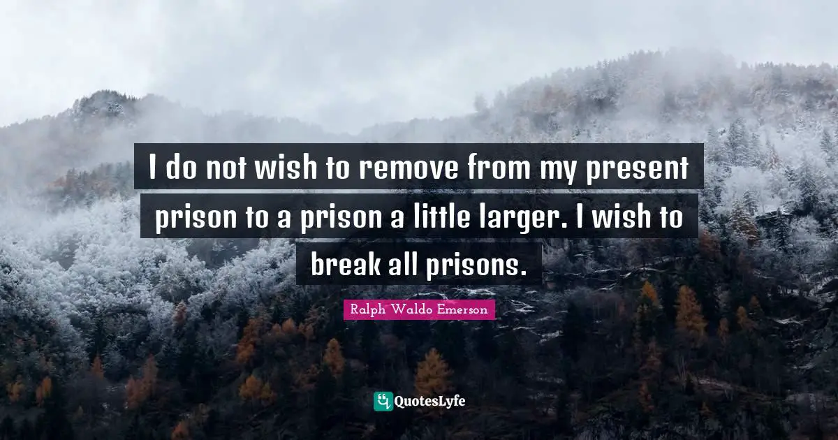 I do not wish to remove from my present prison to a prison a little larger. I wish to break all prisons.
