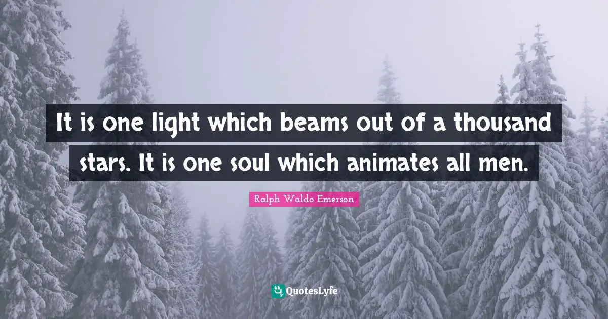 It is one light which beams out of a thousand stars. It is one soul which animates all men.