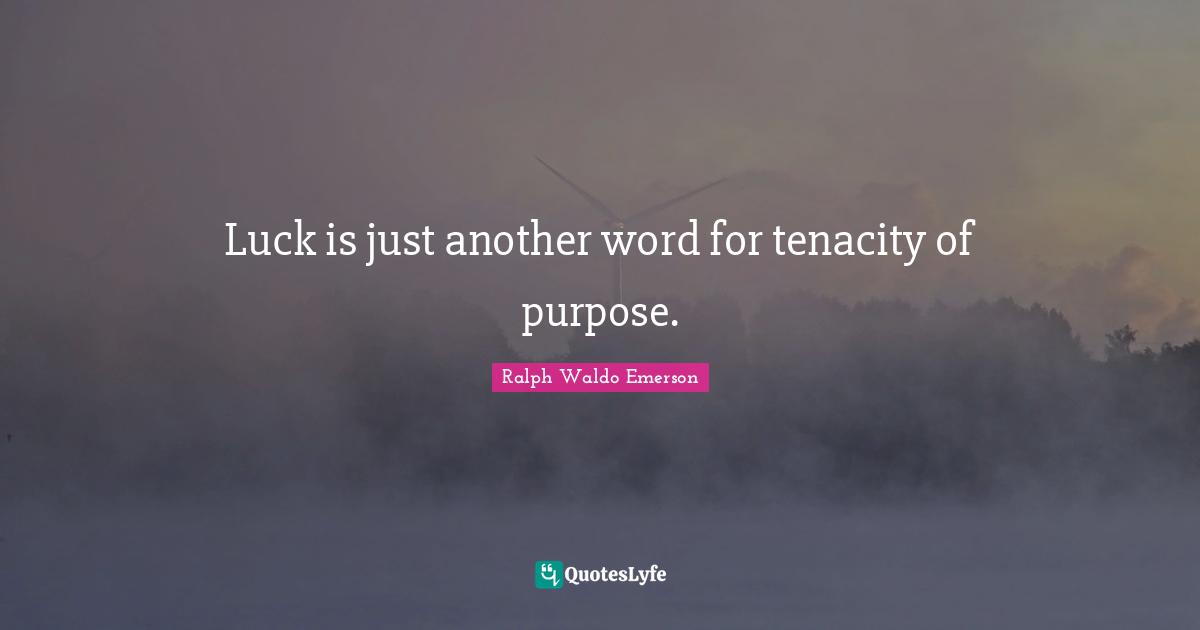 Luck is just another word for tenacity of purpose.