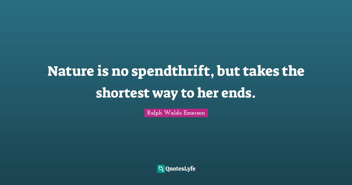 Nature is no spendthrift, but takes the shortest way to her ends.