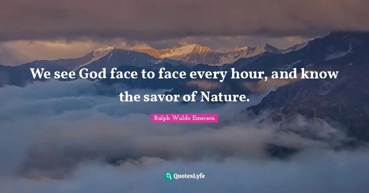 We see God face to face every hour, and know the savor of Nature.