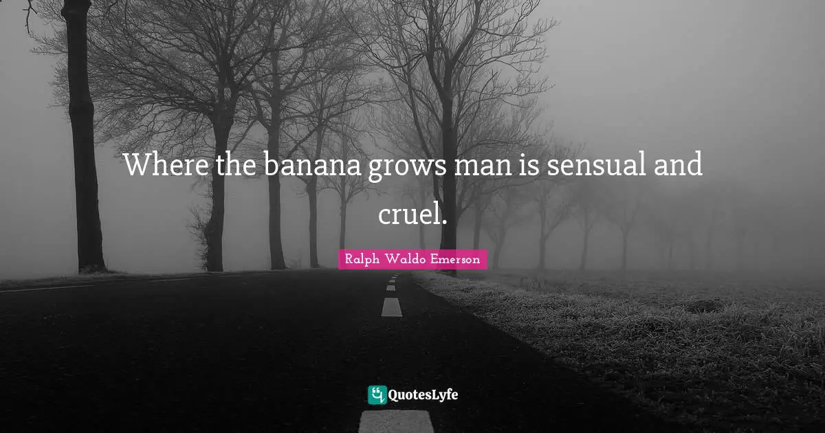 Where the banana grows man is sensual and cruel.