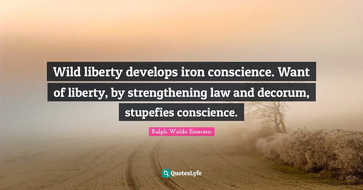 Wild liberty develops iron conscience. Want of liberty, by strengthening law and decorum, stupefies conscience.