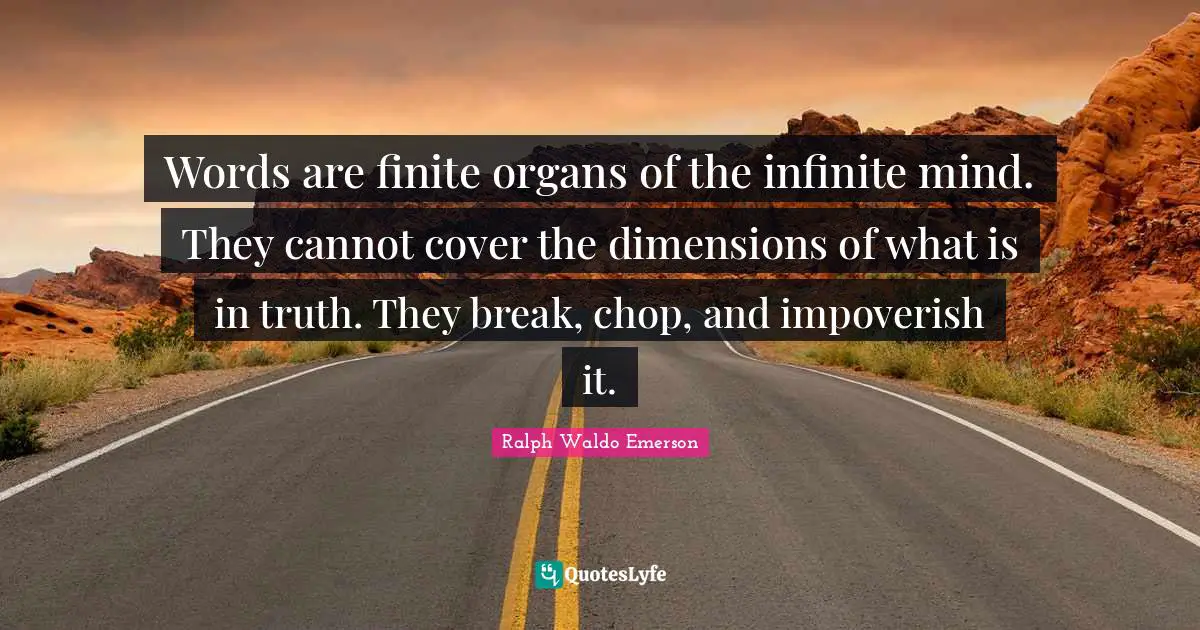 Words are finite organs of the infinite mind. They cannot cover the dimensions of what is in truth. They break, chop, and impoverish it.